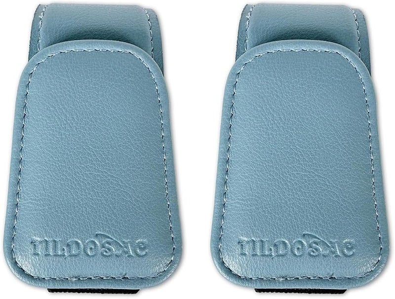 TILDOSAC 2 Pack Sunglasses Holder for Car Visor, Leather Magnetic Sunglass Holder for Car with Clip (Blue) - Image 1